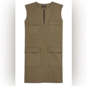 THEORY Utilitarian‎ Stretch Sleeveless Cotton Dress in Cargo Chino St. Wash